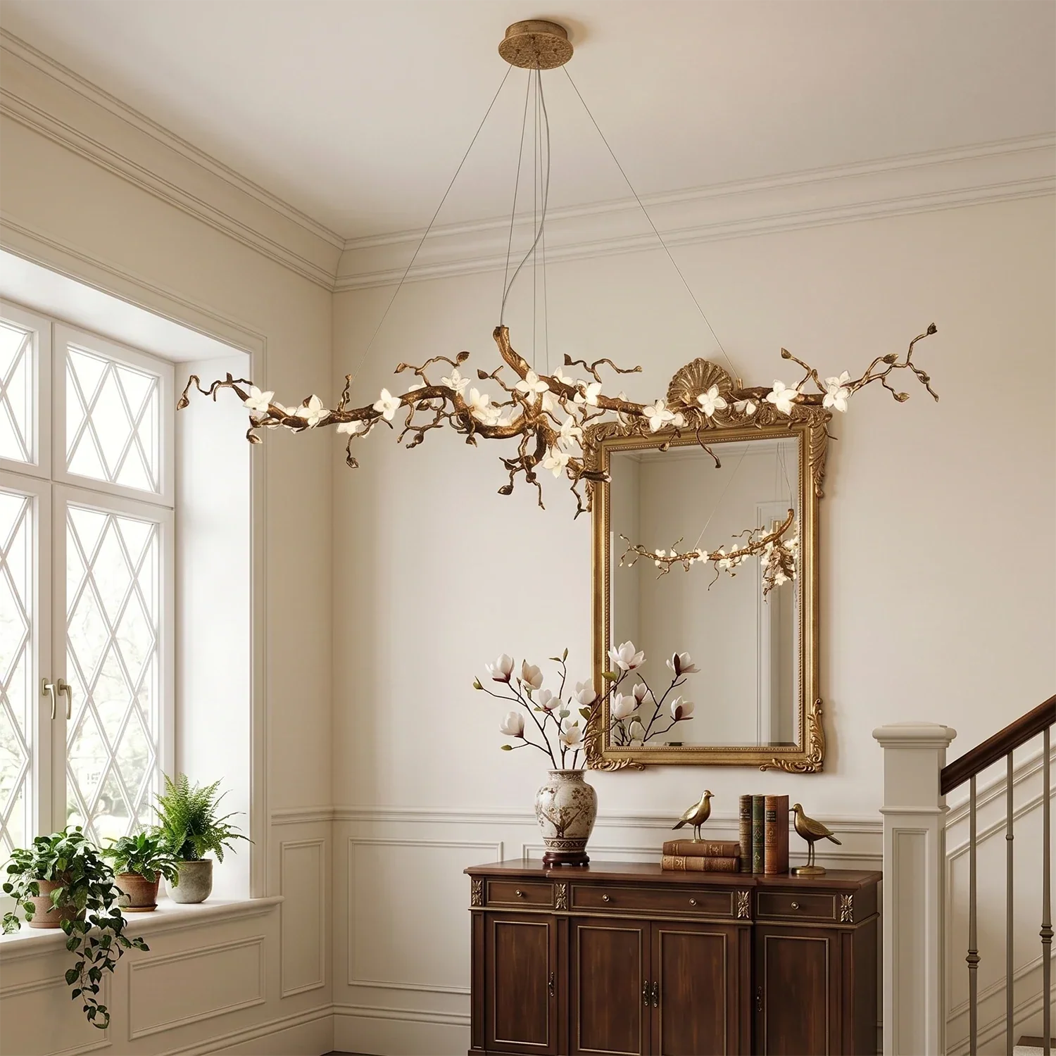 Handcrafted Sculptural Floral Branch Chandelier by Blushlighting