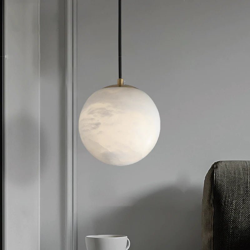 Hansa Alabaster Ball Pendant Light, Island Mini Pendant Light - 5"DBlushlighting