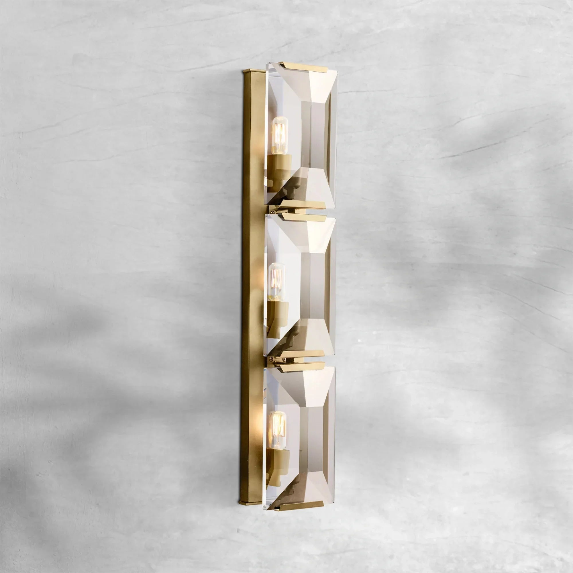 Harlew Crystal Triple Wall Lamp - Lacquered Burnished BrassBlushlighting