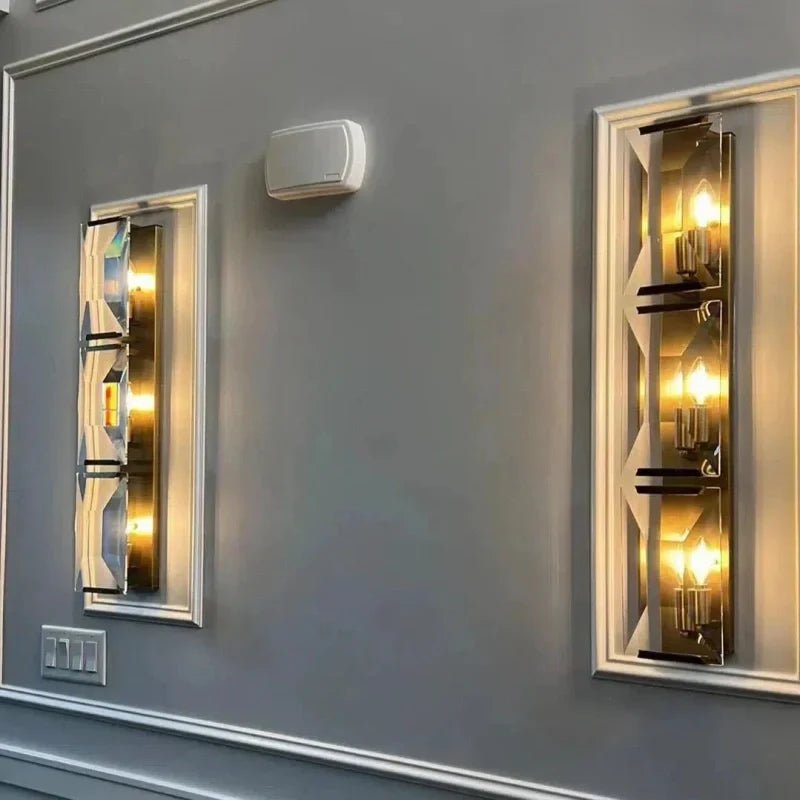 Harlew Crystal Triple Wall Lamp - Polished Stainless SteelBlushlighting