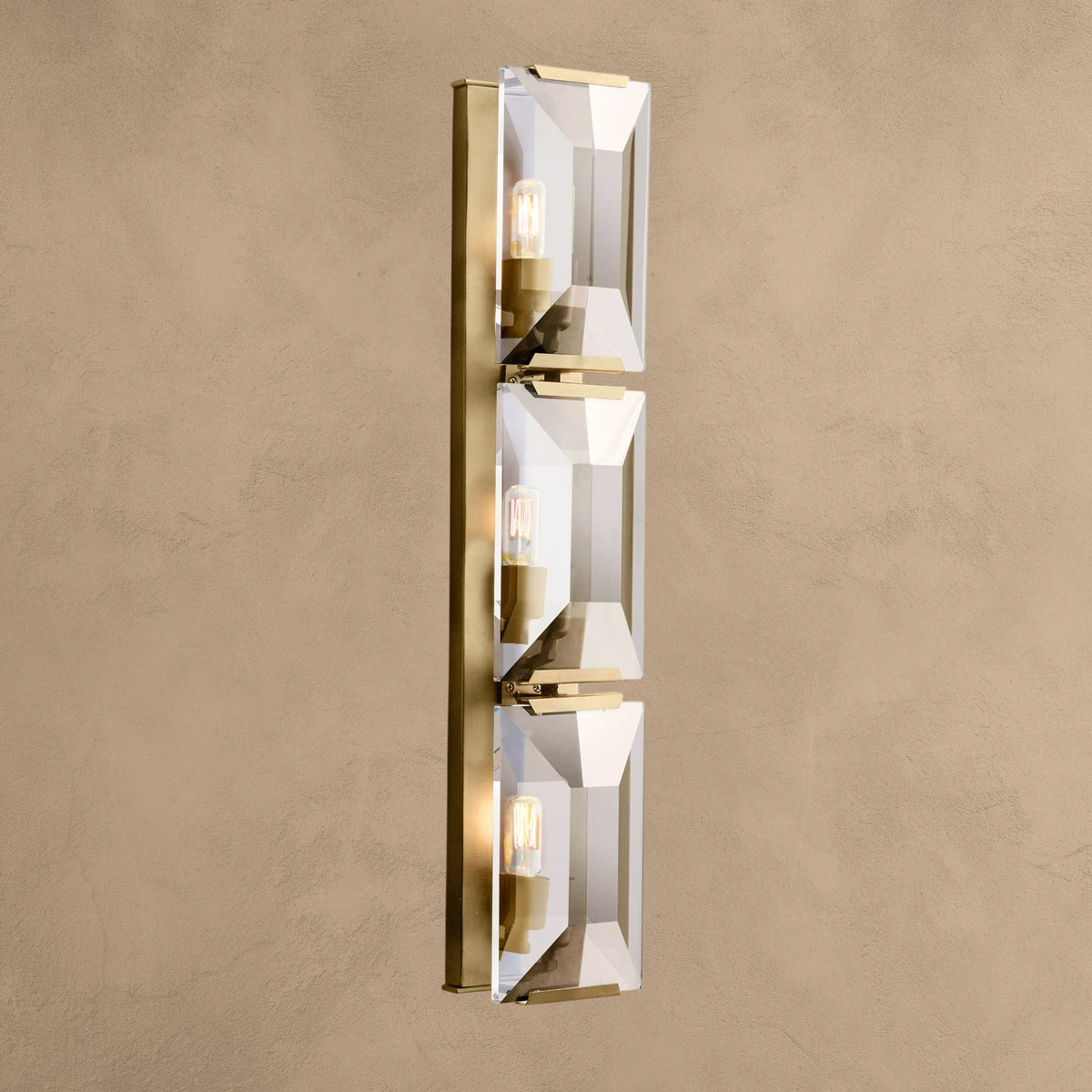 Harlew Crystal Triple Wall Lamp - Lacquered Burnished BrassBlushlighting