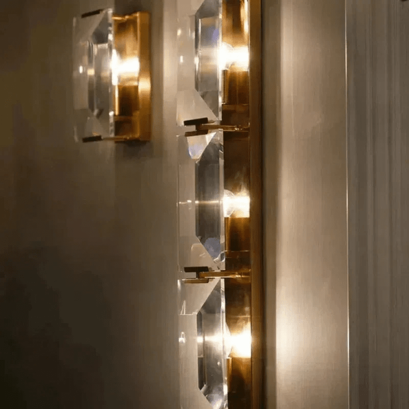 Harlew Crystal Triple Wall Lamp - Lacquered Burnished BrassBlushlighting