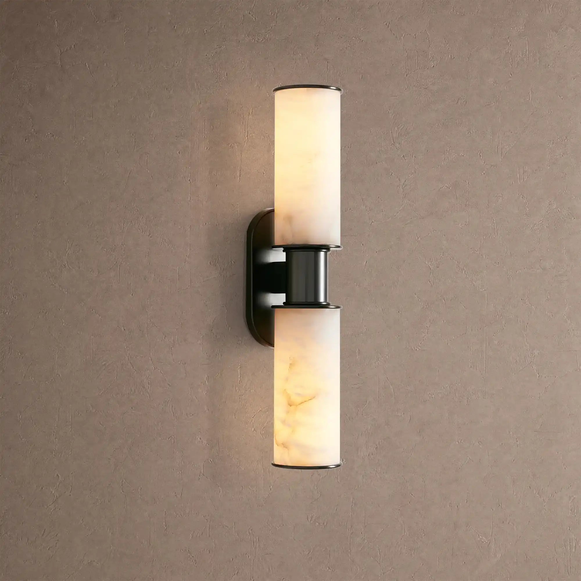 Harline Alabaster 2-Light Wall Sconce - BlackBlushlighting