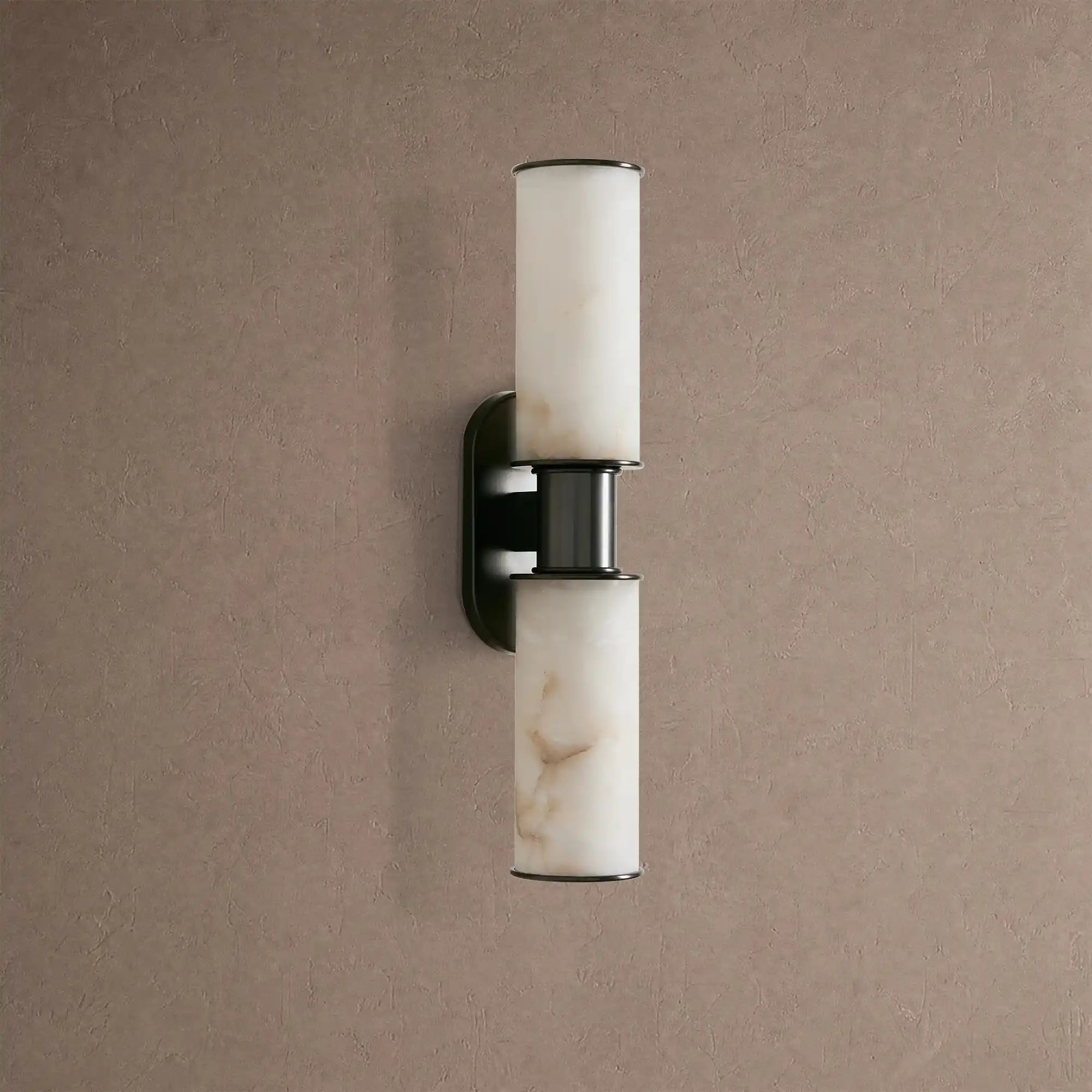Harline Alabaster 2-Light Wall Sconce - BlackBlushlighting