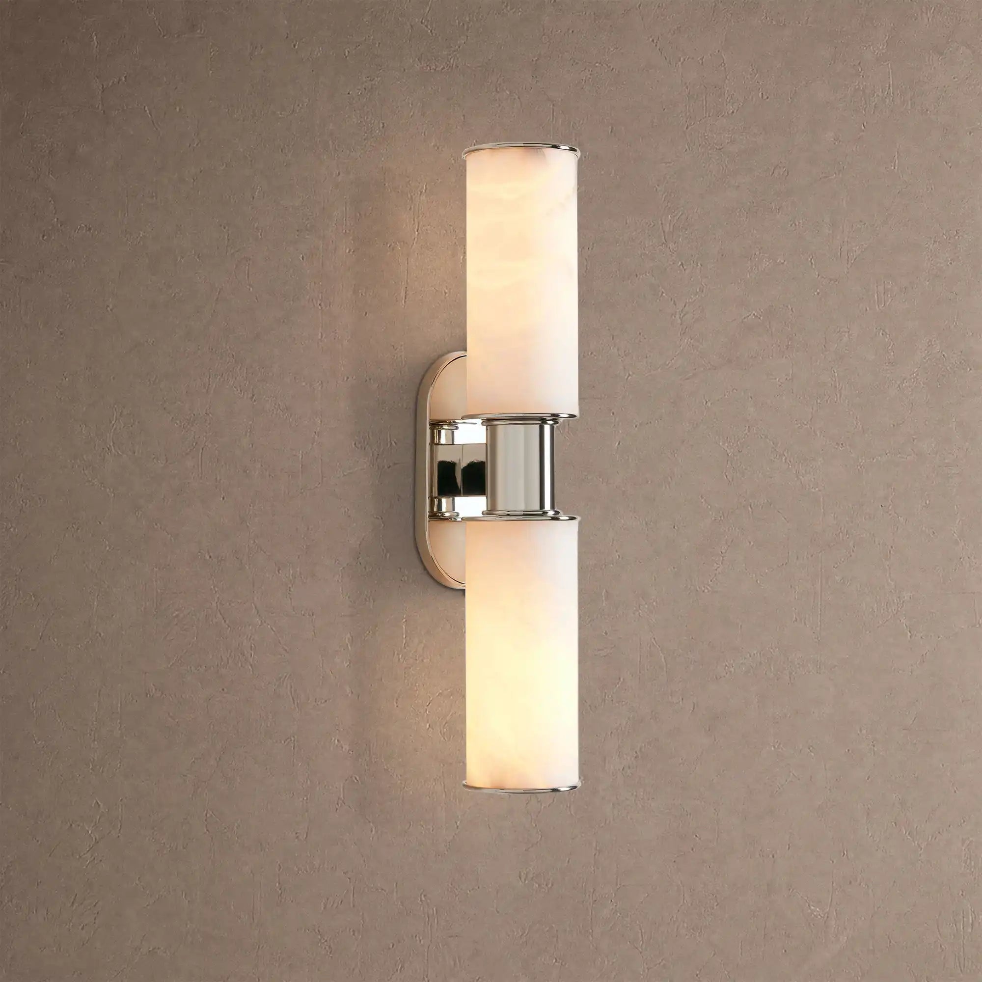 Harline Alabaster 2-Light Wall Sconce - NickelBlushlighting
