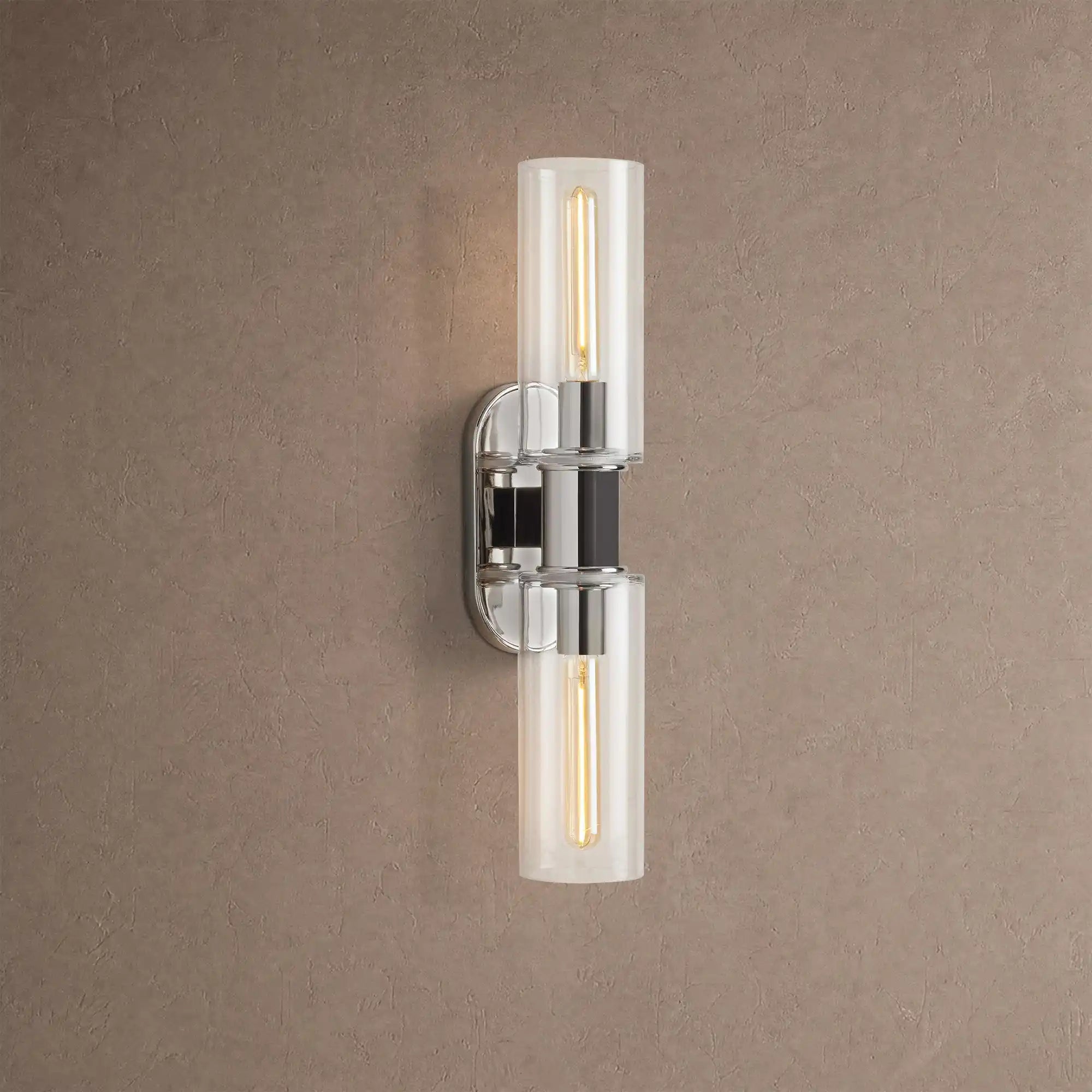 Harline Clear Glass 2-Light Wall Sconce - NickelBlushlighting