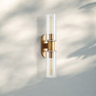 Harline Clear Glass 2 - Light Wall Sconce - NickelBlushlighting