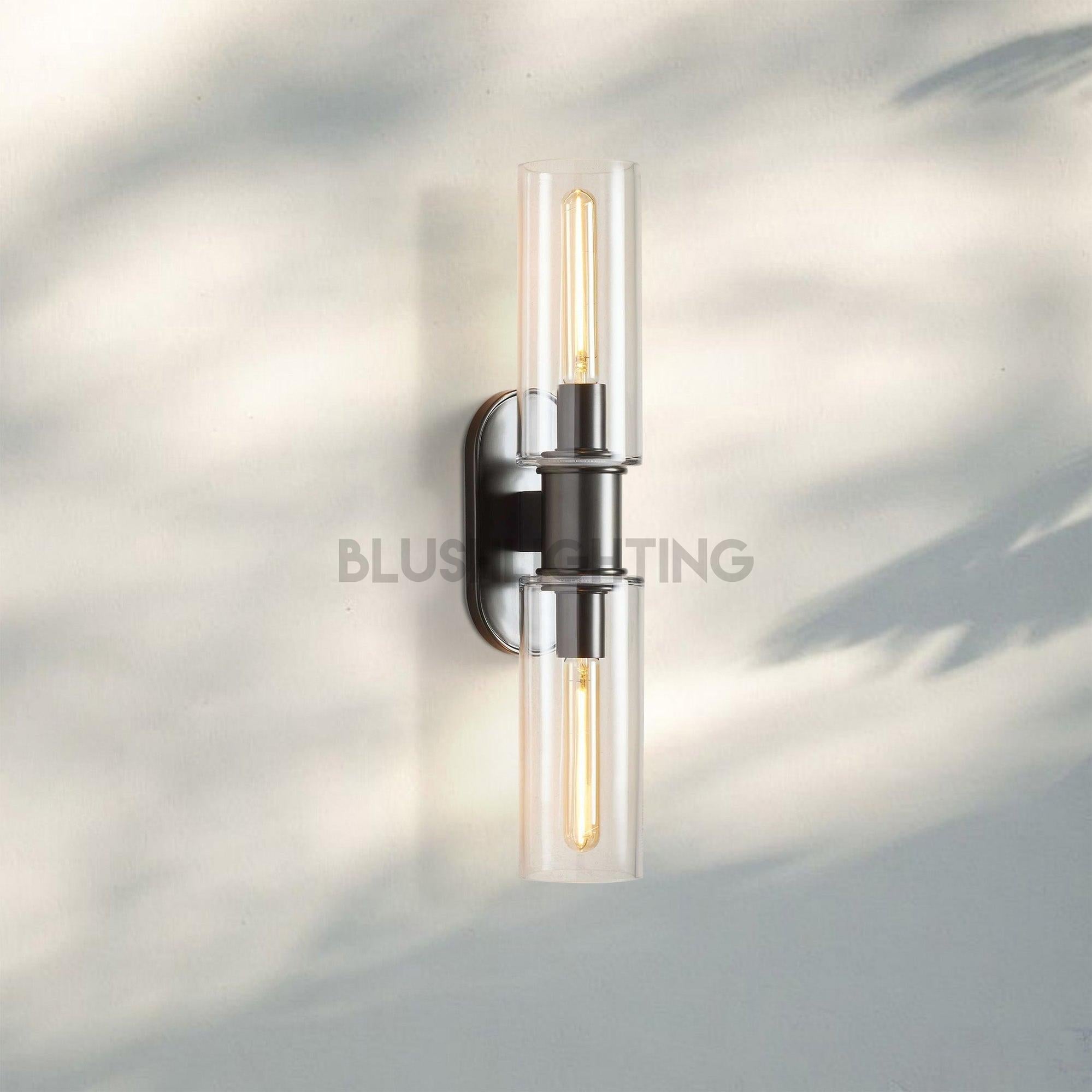 Harline Clear Glass 2 - Light Wall Sconce - BronzeBlushlighting