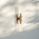 Harline Clear Glass 2 - Light Wall Sconce - BrassBlushlighting