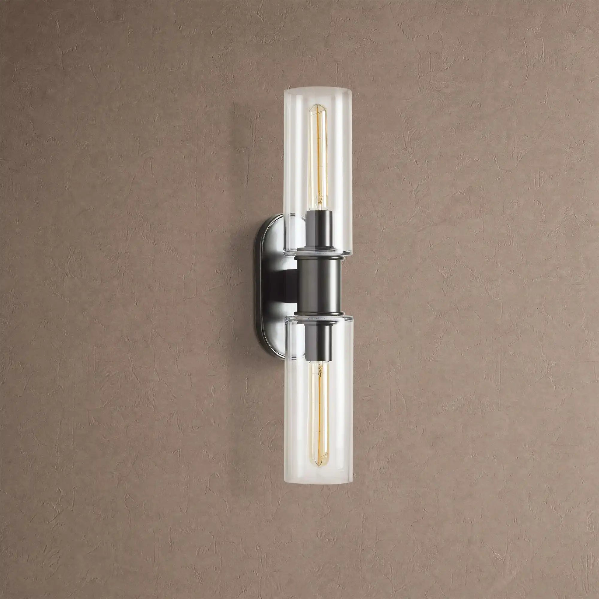 Harline Clear Glass 2-Light Wall Sconce - NickelBlushlighting