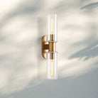 Harline Clear Glass 2-Light Wall Sconce-Brass-