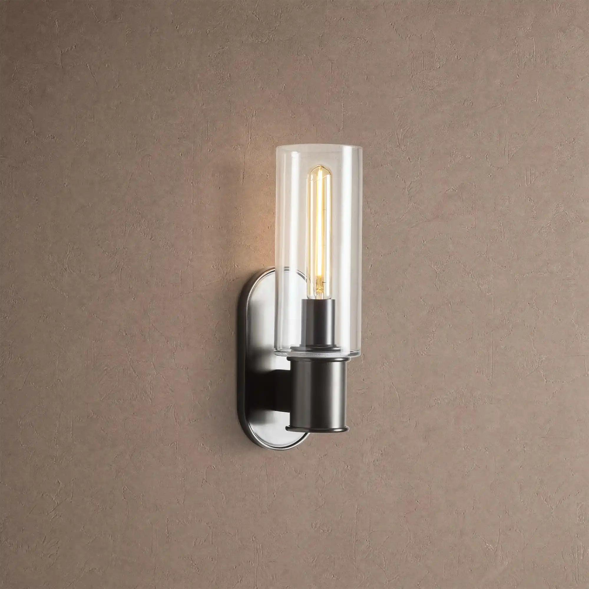 Harline Clear Glass Wall Sconce - BlackBlushlighting