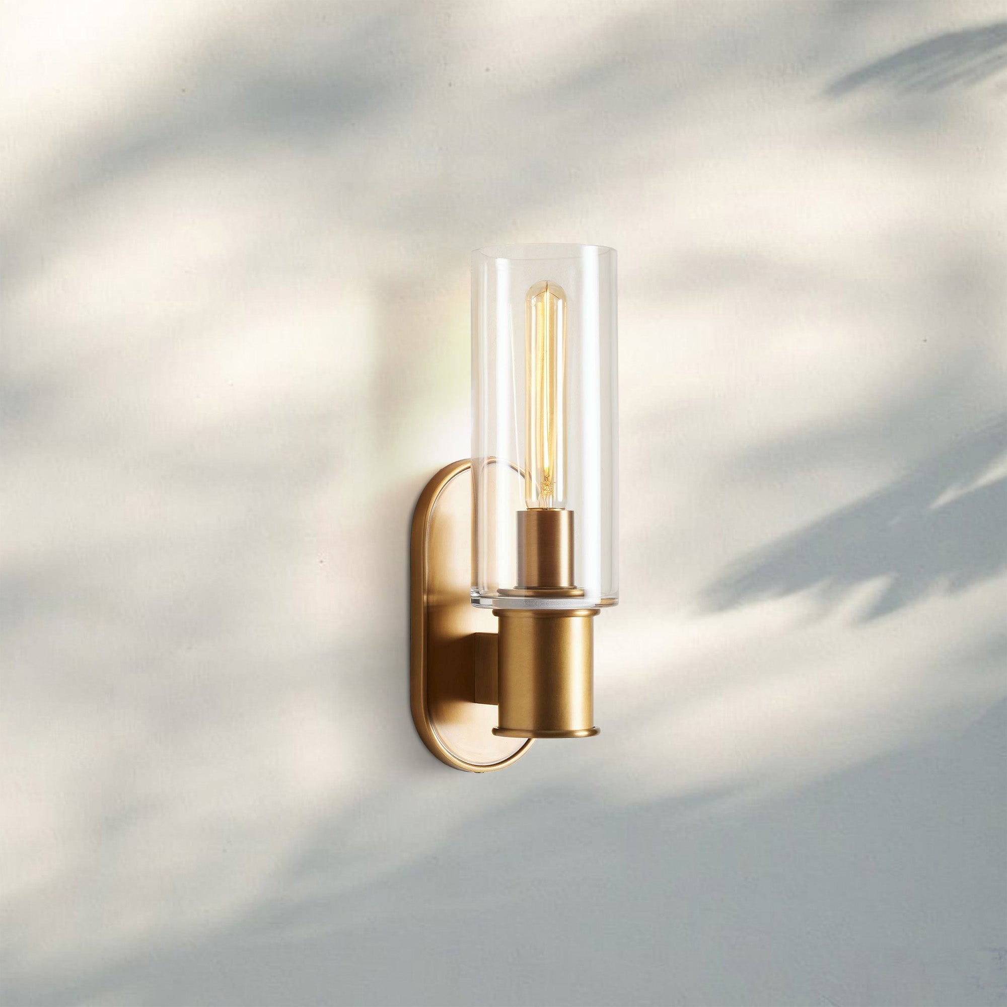 Harline Clear Glass Wall Sconce-Brass-