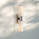 Harline Modern Milk Glass 2 - Light Wall Sconce - NickelBlushlighting