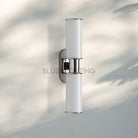 Harline Modern Milk Glass 2 - Light Wall Sconce - NickelBlushlighting
