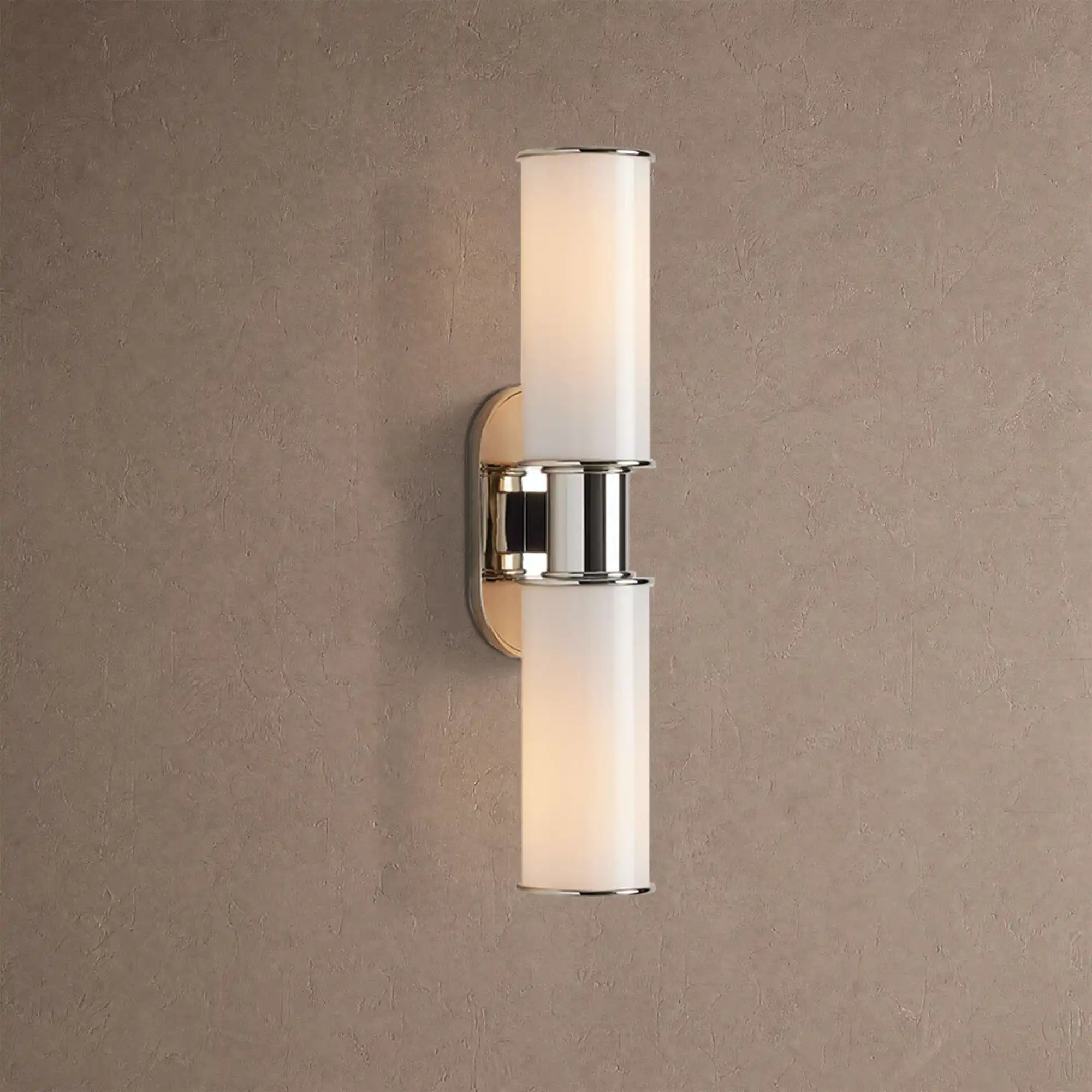 Harline Modern Milk Glass 2-Light Wall Sconce - NickelBlushlighting