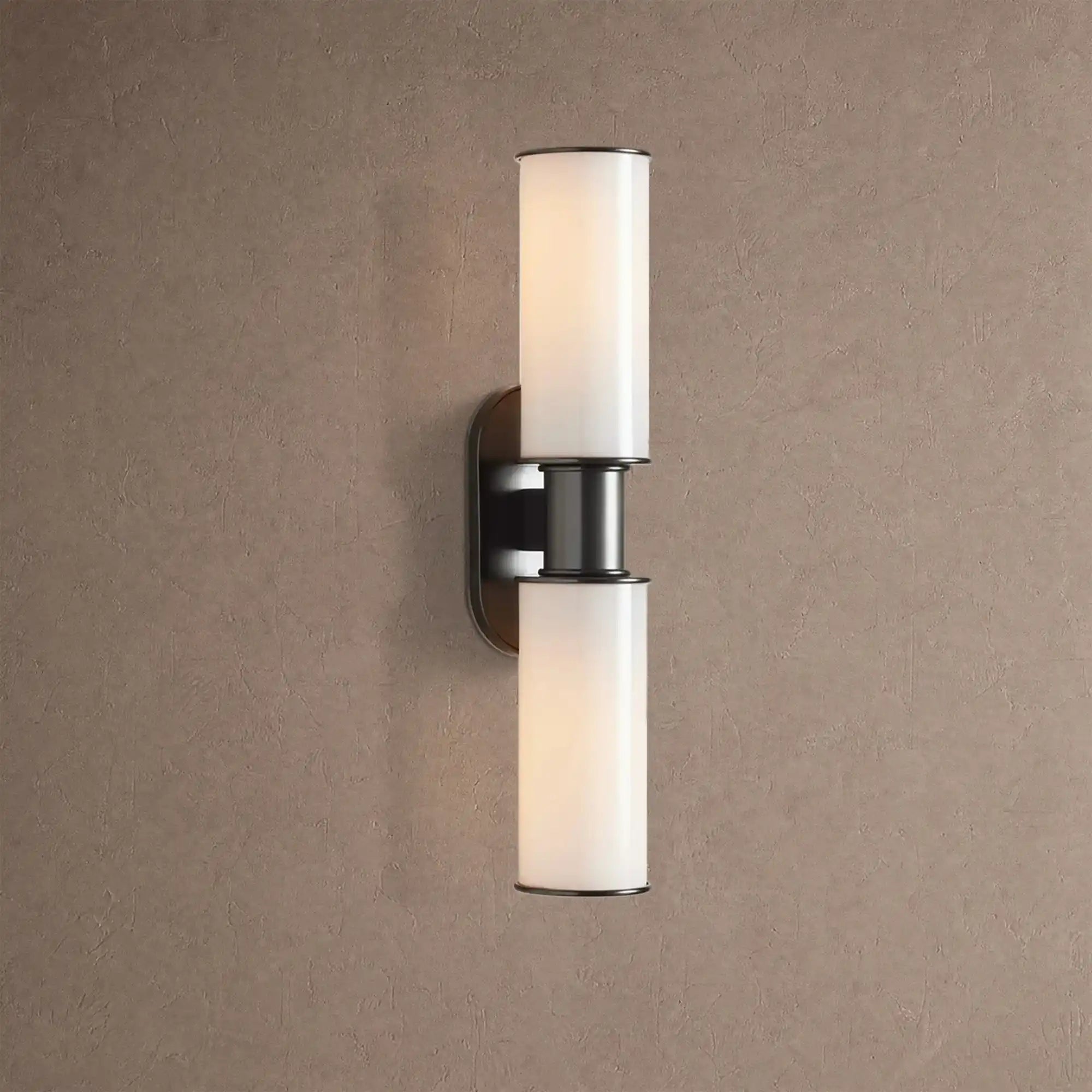Harline Modern Milk Glass 2-Light Wall Sconce - BlackBlushlighting
