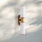 Harline Modern Milk Glass 2 - Light Wall Sconce - NickelBlushlighting