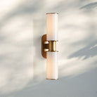 Harline Modern Milk Glass 2-Light Wall Sconce-Brass-