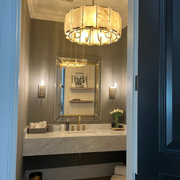 Hoden Modern Alabaster Elegant Round Chandelier For Living Room 19"