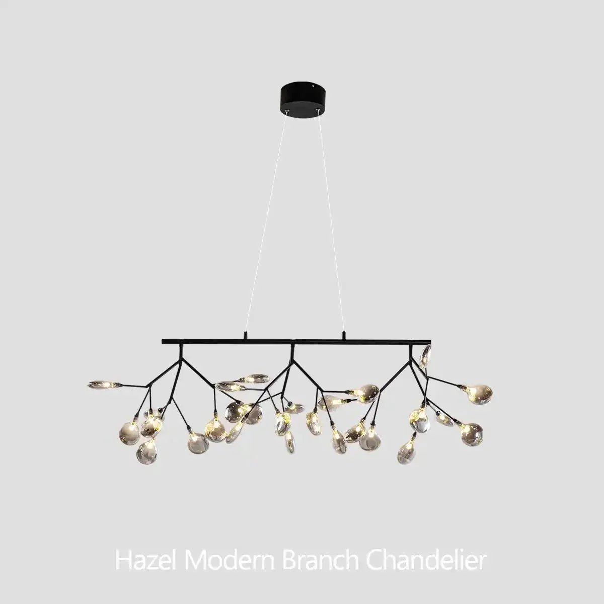 Hazel Modern Branch Chandelier - Matte Black + Smoke GlassBlushlighting