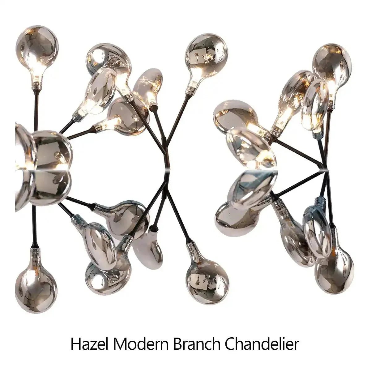 Hazel Modern Branch Chandelier - Matte Black + Smoke GlassBlushlighting