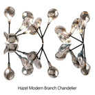 Hazel Modern Branch Chandelier - Matte Black + Smoke GlassBlushlighting