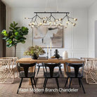Hazel Modern Branch Chandelier - Matte Black + Smoke GlassBlushlighting