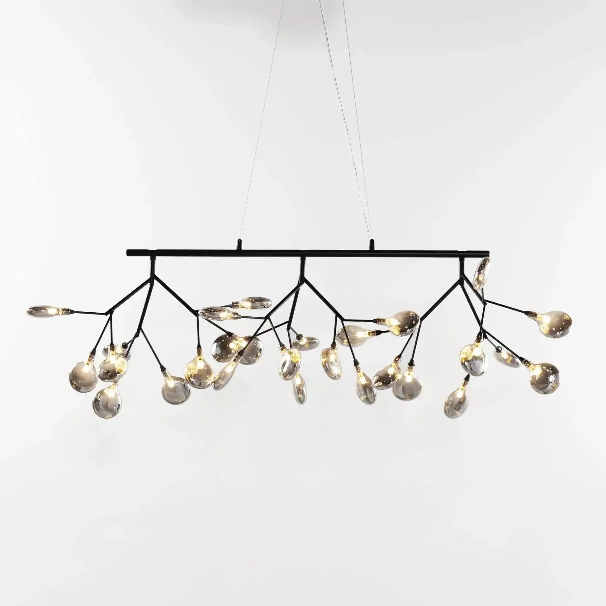 Hazel Modern Branch Chandelier - Matte Black + Smoke GlassBlushlighting
