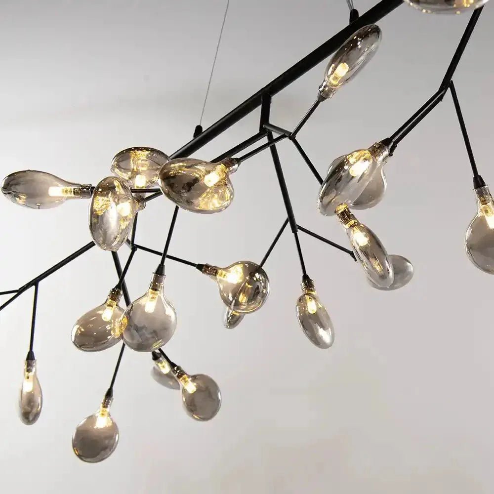 Hazel Modern Branch Chandelier - Matte Black + Smoke GlassBlushlighting