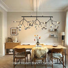 Hazel Modern Branch Chandelier - Matte Black + Smoke GlassBlushlighting