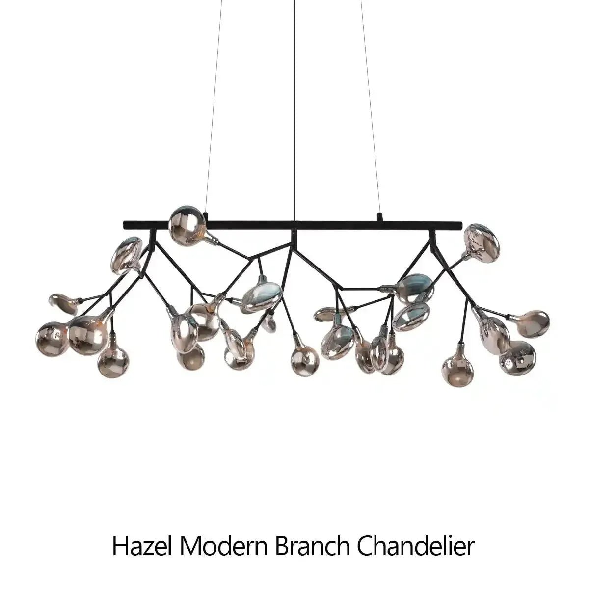 Hazel Modern Branch Chandelier - Matte Black + Smoke GlassBlushlighting
