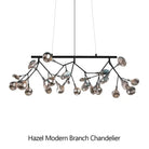 Hazel Modern Branch Chandelier - Matte Black + Smoke GlassBlushlighting