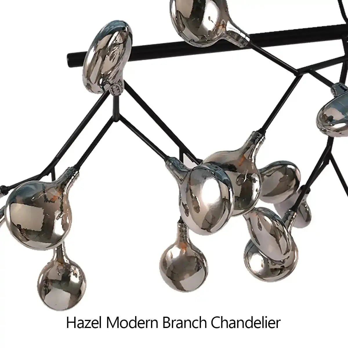 Hazel Modern Branch Chandelier - Matte Black + Smoke GlassBlushlighting