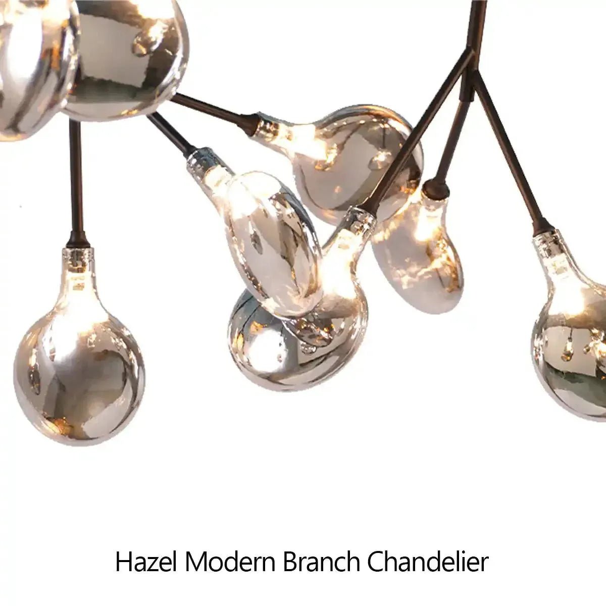 Hazel Modern Branch Chandelier - Matte Black + Smoke GlassBlushlighting