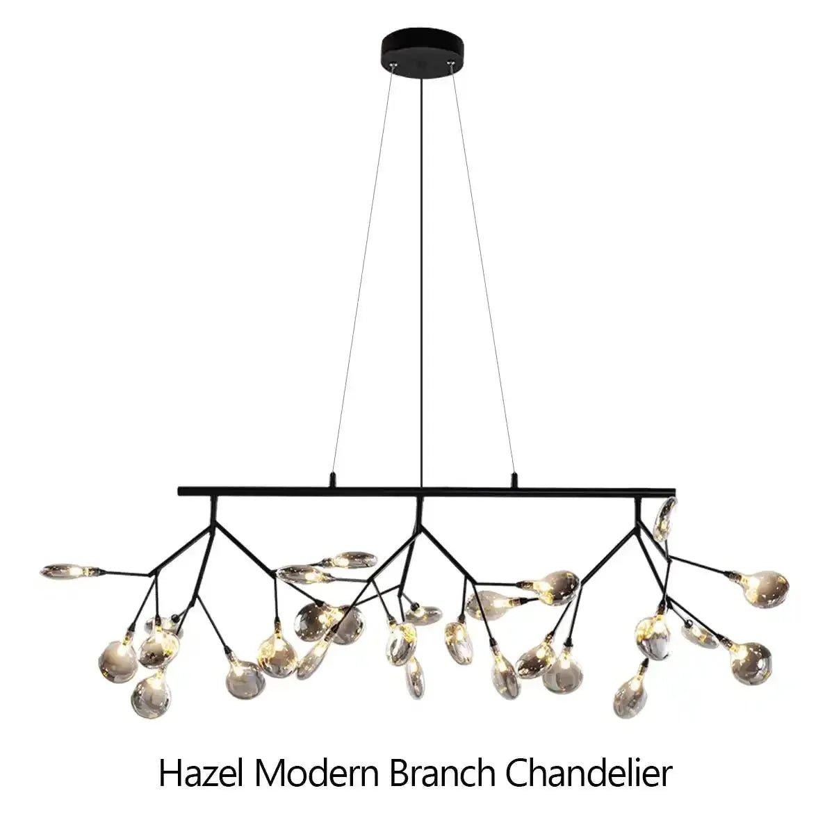 Hazel Modern Branch Chandelier - Matte Black + Smoke GlassBlushlighting
