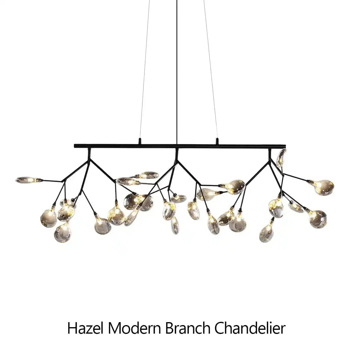 Hazel Modern Branch Chandelier - Matte Black + Smoke GlassBlushlighting