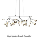 Hazel Modern Branch Chandelier - Matte Black + Smoke GlassBlushlighting