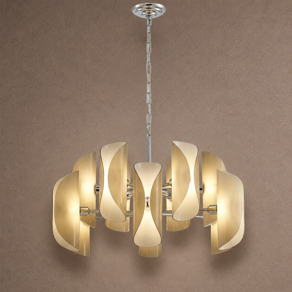 Helena Living Room Chandelier Modern 31" - Smoke Gray GlassBlushlighting
