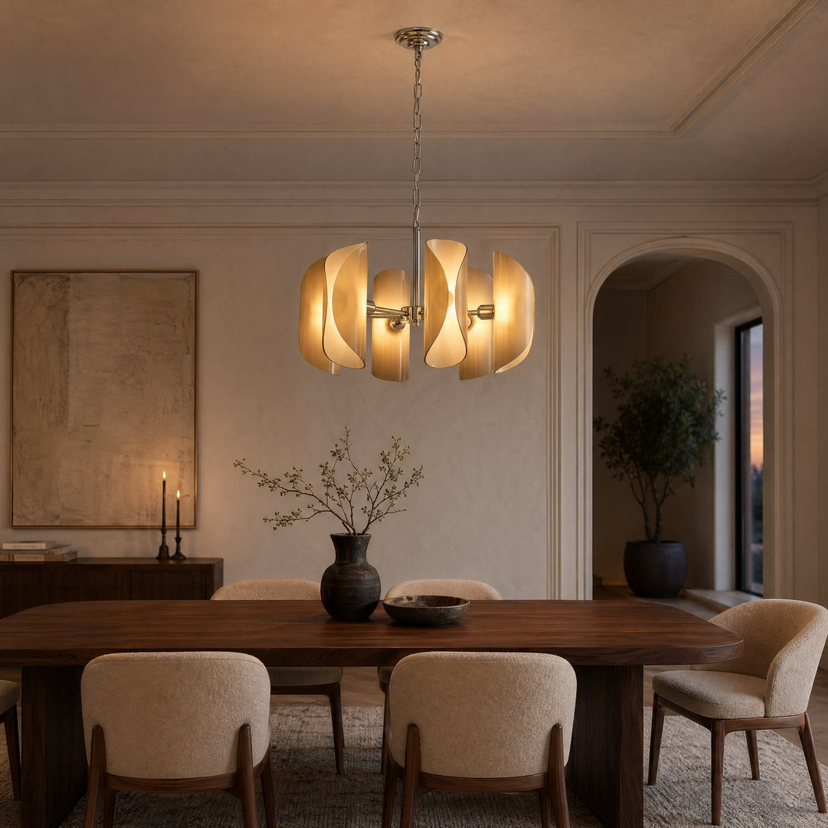 Helena Modern Chrome Glass Pendant Light - ClearBlushlighting