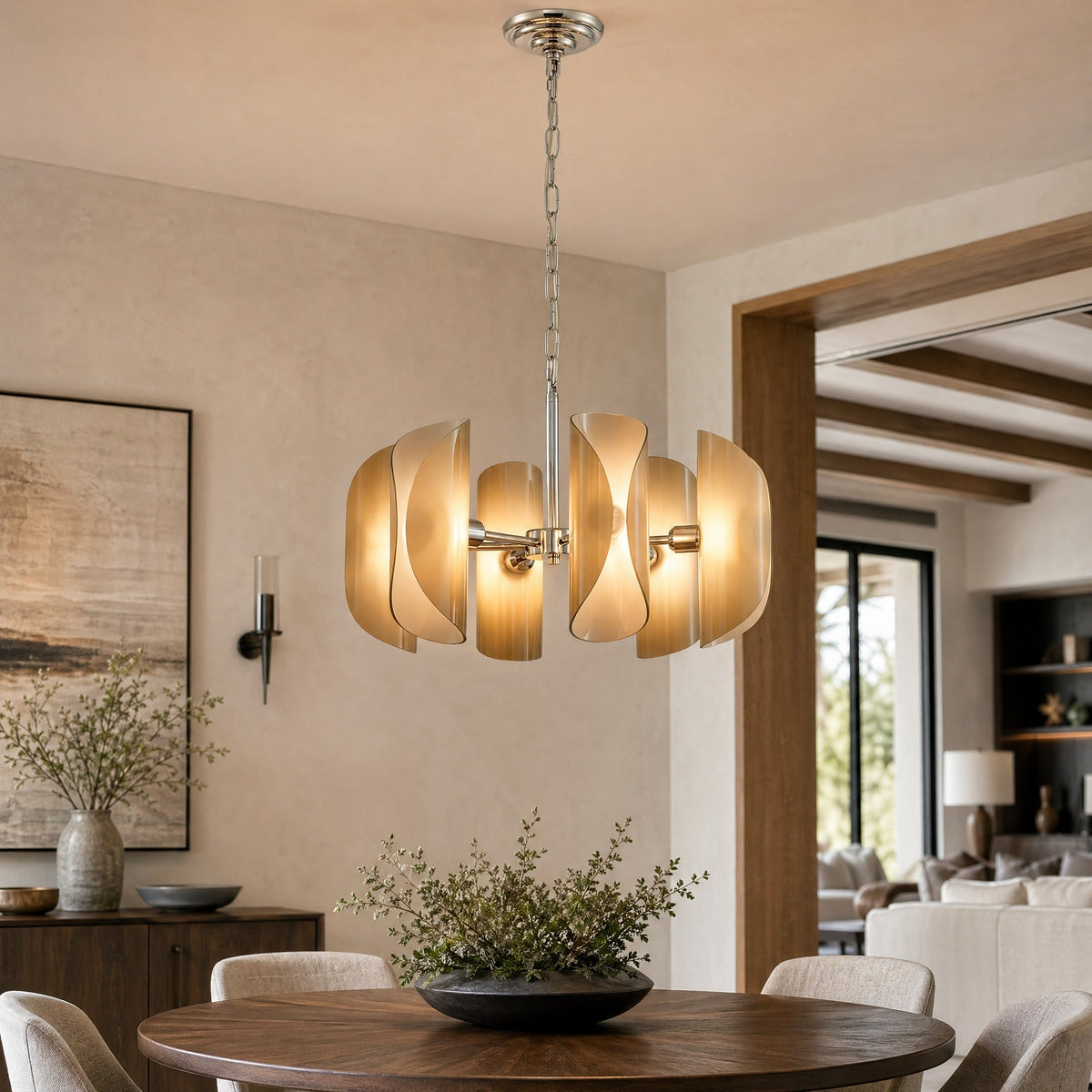 Helena Modern Chrome Glass Pendant Light - OrangeBlushlighting