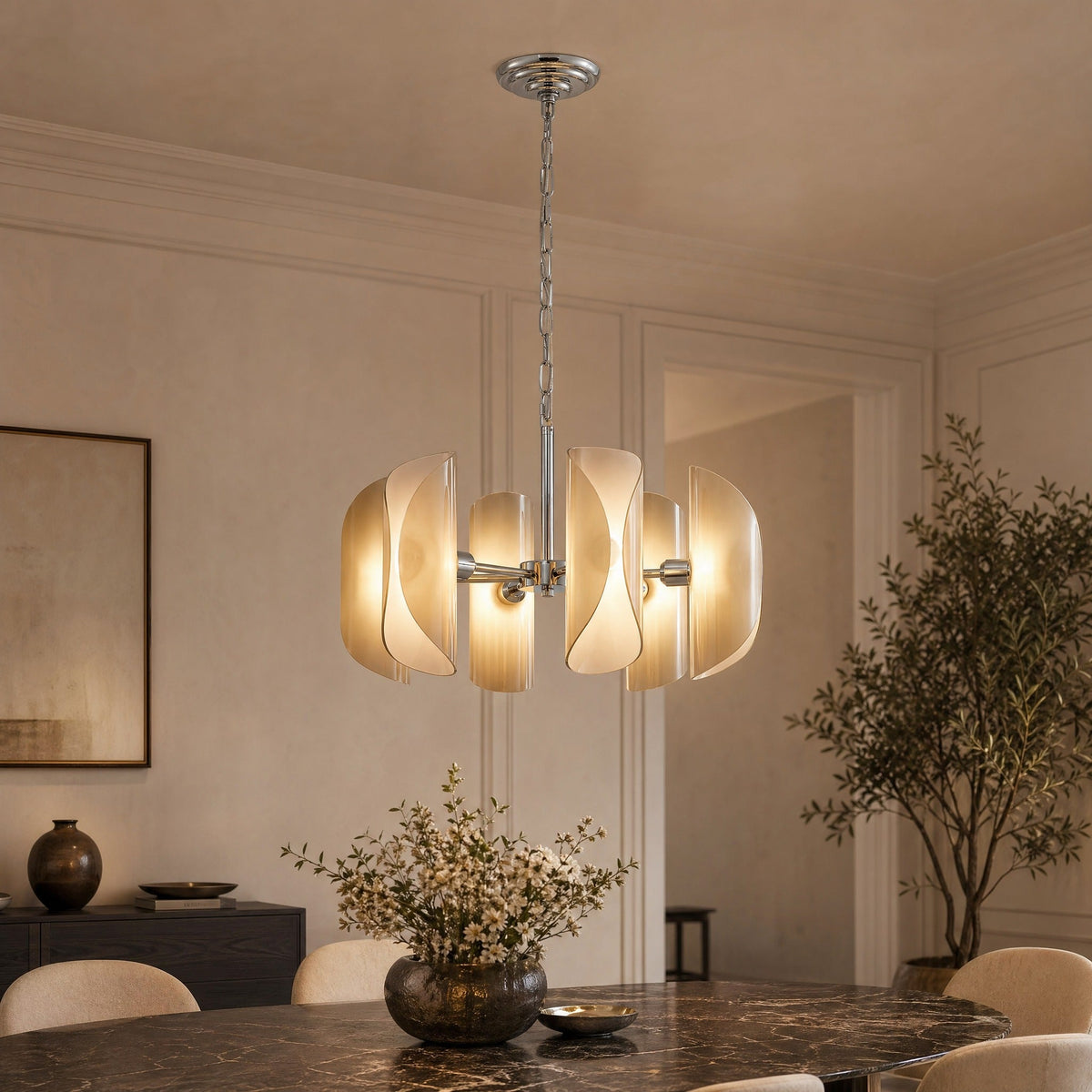 Helena Modern Chrome Glass Pendant Light - OrangeBlushlighting