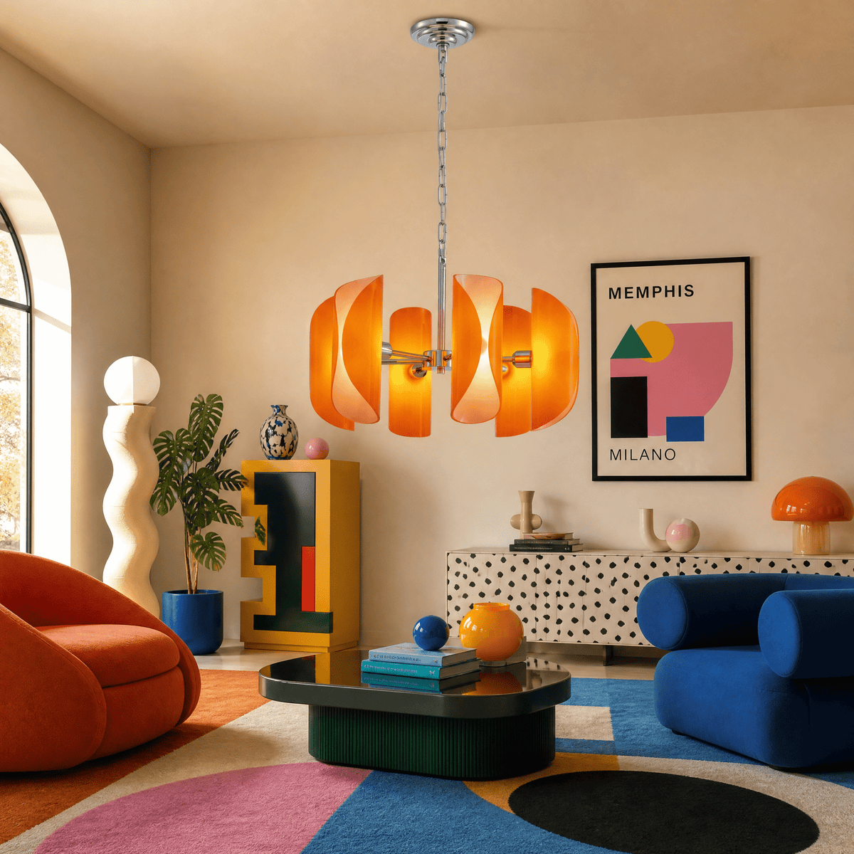 Helena Modern Chrome Glass Pendant Light - OrangeBlushlighting