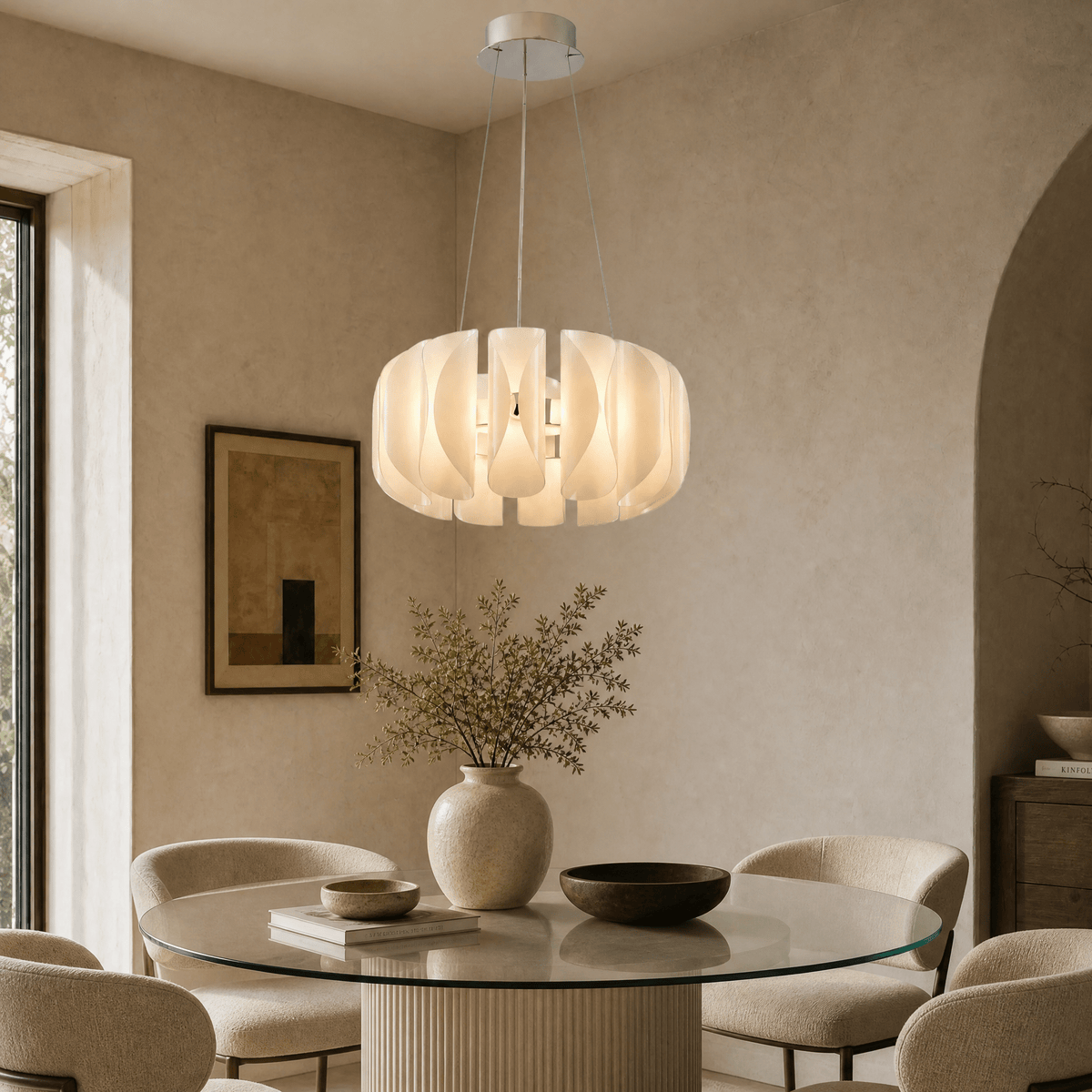 Helena Modern Glass Round Chandelier - Ø39.4" × H11.8" (Ø100 × H30 cm)Blushlighting