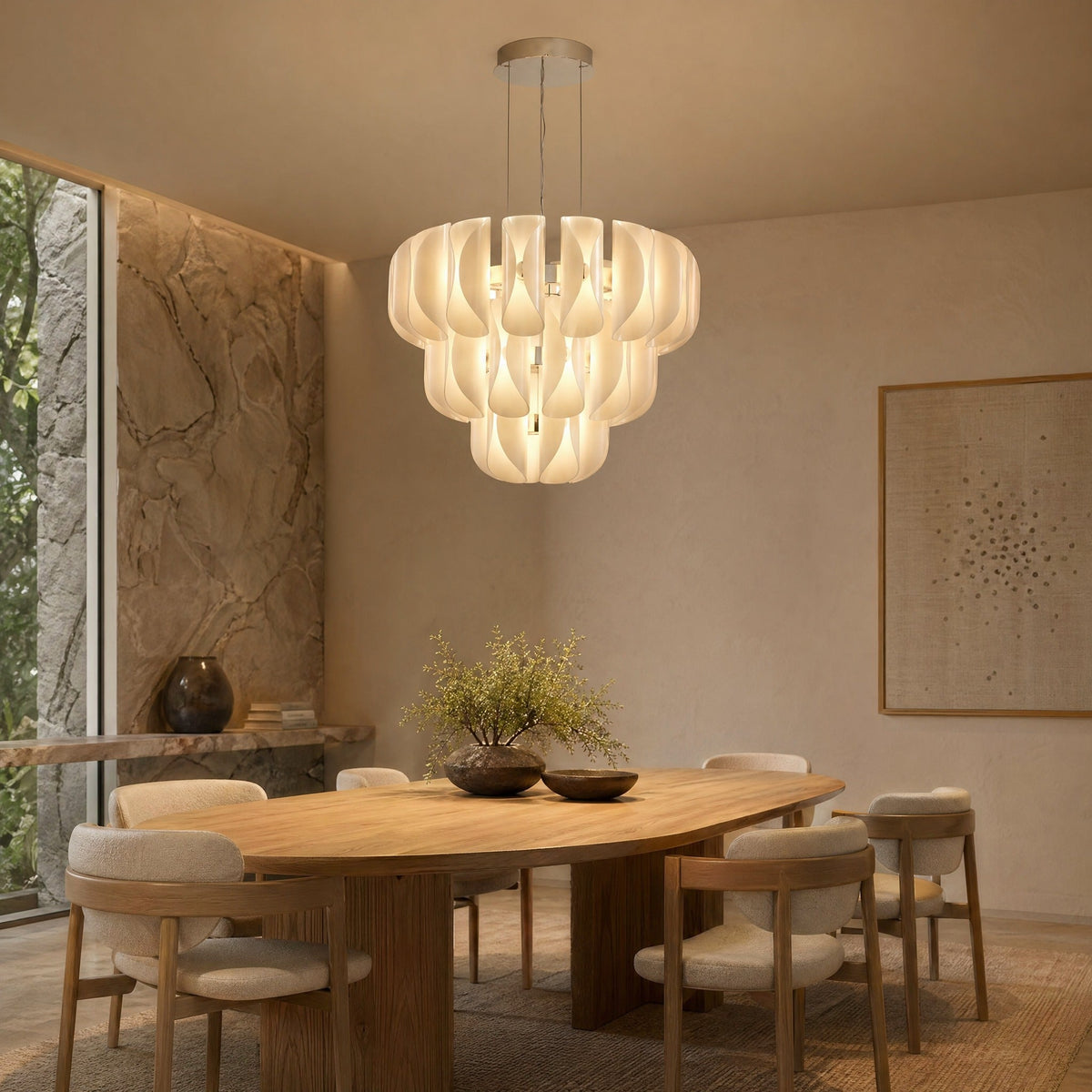 Helena Tiered Modern Glass Chandelier 31" D - Blushlighting