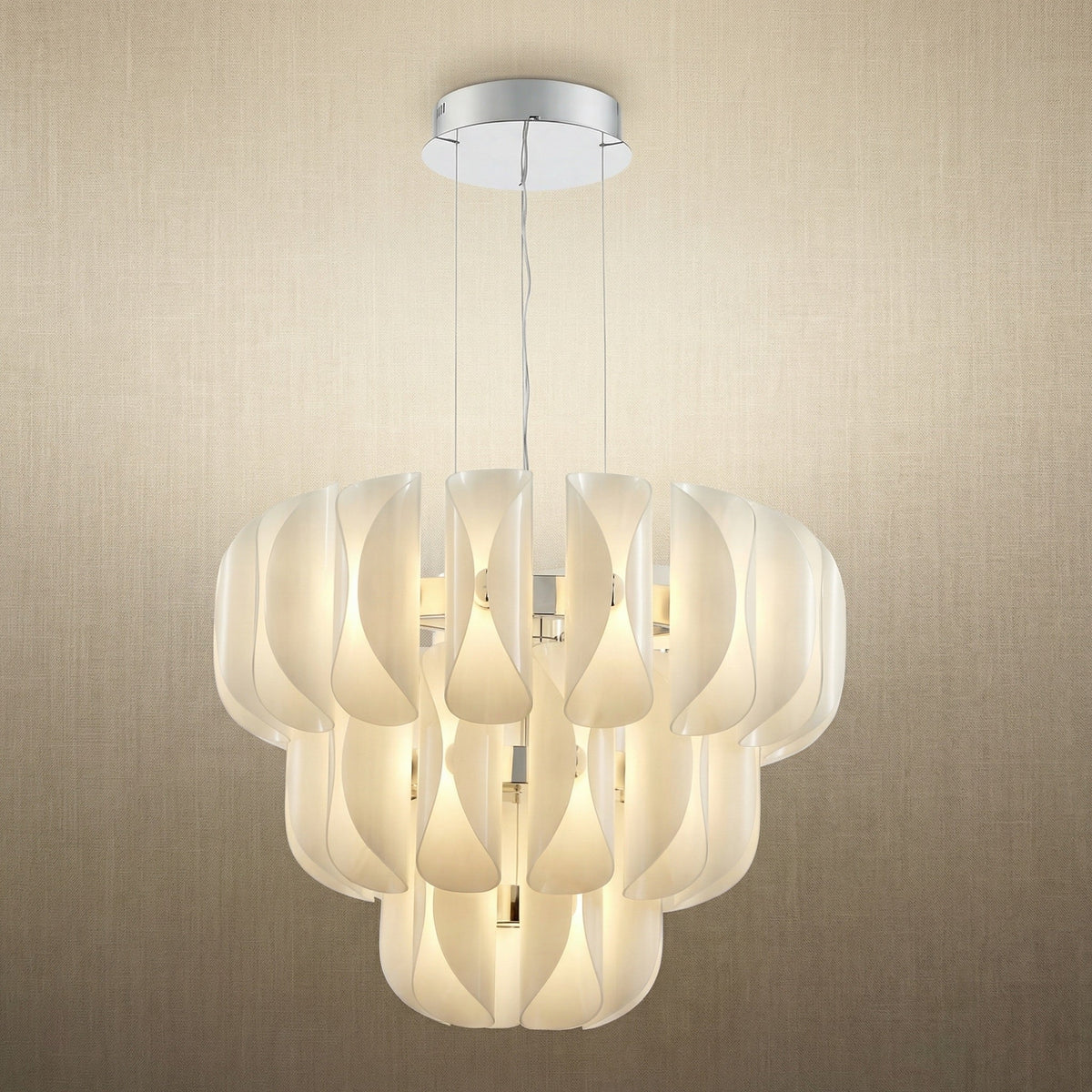 Helena Tiered Modern Glass Chandelier 31" D - Blushlighting