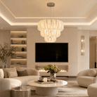 Helena Tiered Modern Glass Chandelier 31" D - Blushlighting