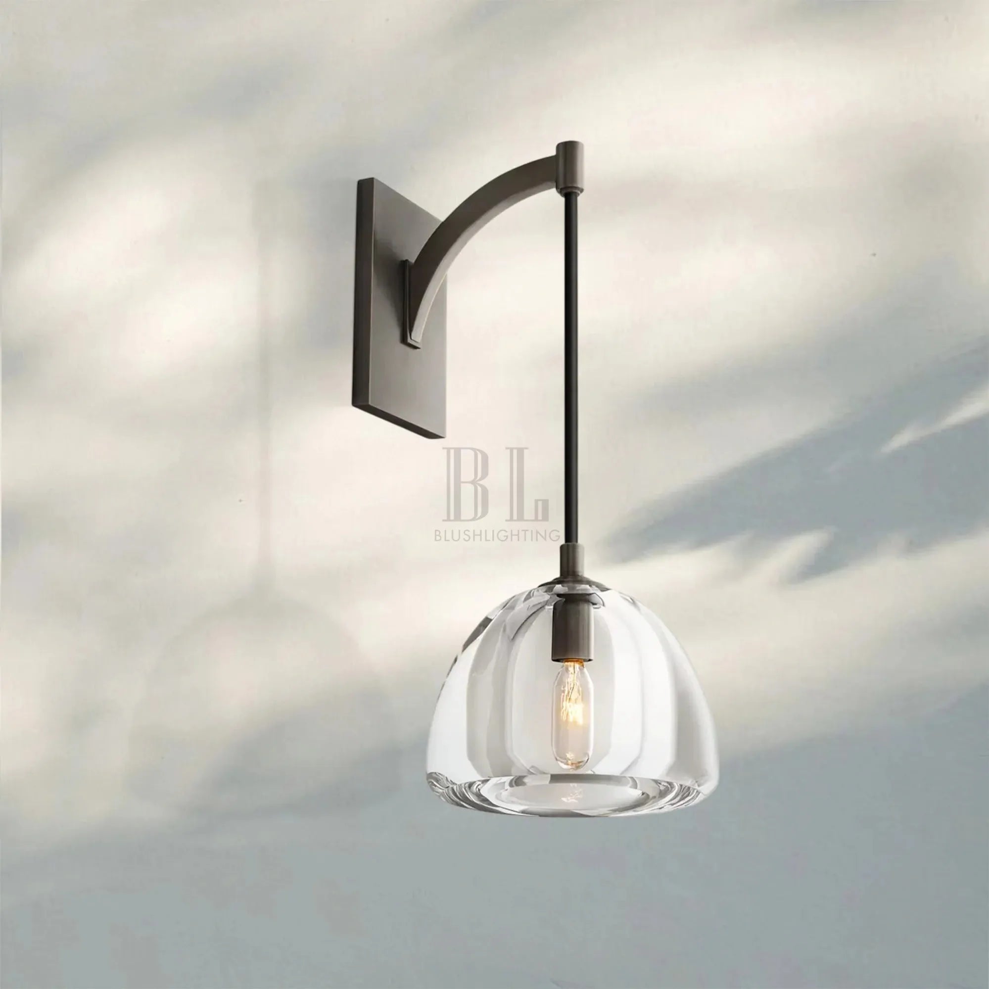 Hemisphare Crystal Wall Sconce-Black-