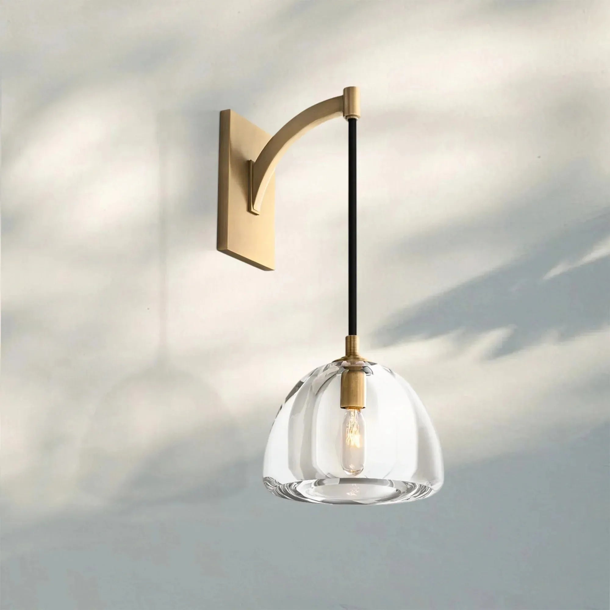 Hemisphare Crystal Wall Sconce-Brass-