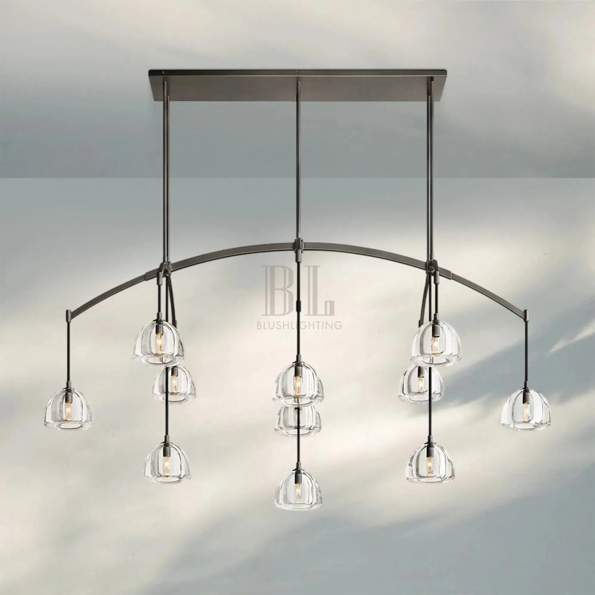 Hemisphare Linear Chandelier 54‘’ 72‘’-72''-Bronze-